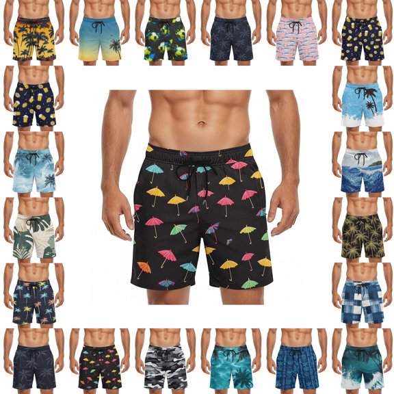 LIBRCLO Mens Swim Trunks Quick Dry Fashion Printing Board Shorts Casual Lightweight Breathable Summer Beach Bathing Suit with Pockets and Drawstring