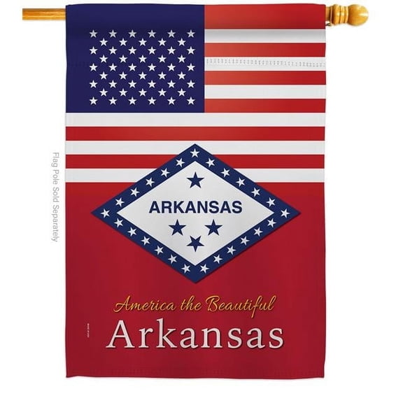 Americana Home & Garden H140555-BO 28 x 40 in. USA Arkansas American State Vertical House Flag with Double-Sided Decorative Banner Garden Yard Gift