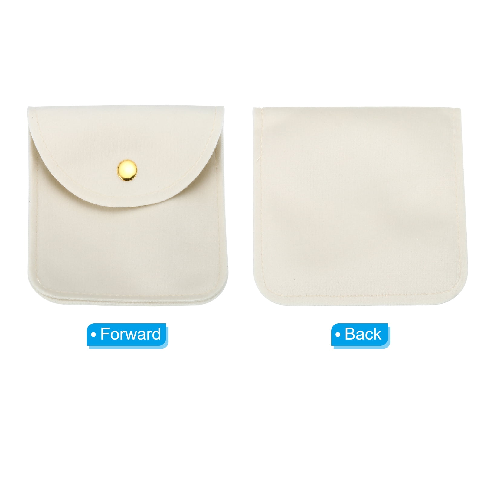 Unique Bargains Velvet Jewelry Bags with Snap Button Beige 3.94" x 3.94"