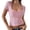 Pink, variant on MIXUE Boho Tops For Women Summer Knitted Solid Color Square Collar Short Sleeve Casual Slim Fit Basic Pullover Shirts For Women Tee Shirts Holiday Wear,White,S