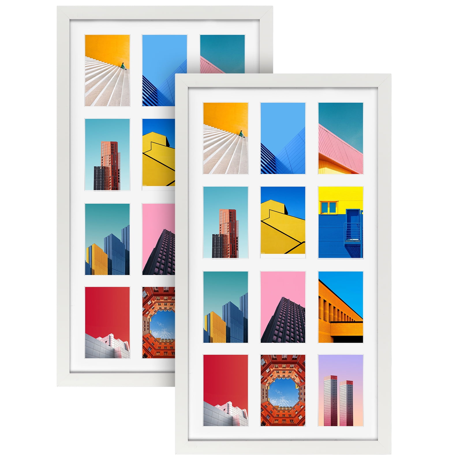 12 Opening 4x6 White Collage Picture Frames Set of 2, Multiple Frames