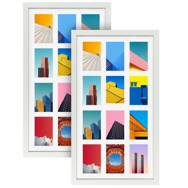 12 Opening 4x6 White Collage Picture Frames Set of 2, Multiple Frames