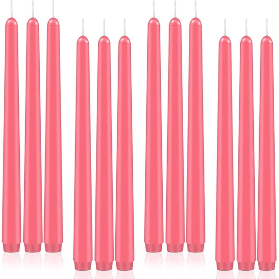 12 Pack Pink Taper Candles,10Inch Taper Candle,7-8 Hours Long Burning, Dripless Smokeless Unscented Candlesticks,Long Tall Tapered Candles,Dinner Candle for Home,Wedding Party,Home Decor