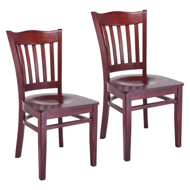 Chaise d'Appoint Hybride en Acajou avec Assise en Bois (Lot de 2)