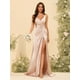 thumbnail image 5 of Vestidos de dama de honor con cuello en V y cintura fruncida de satén plisado vestido de fiesta formal YMS277, 5 of 5