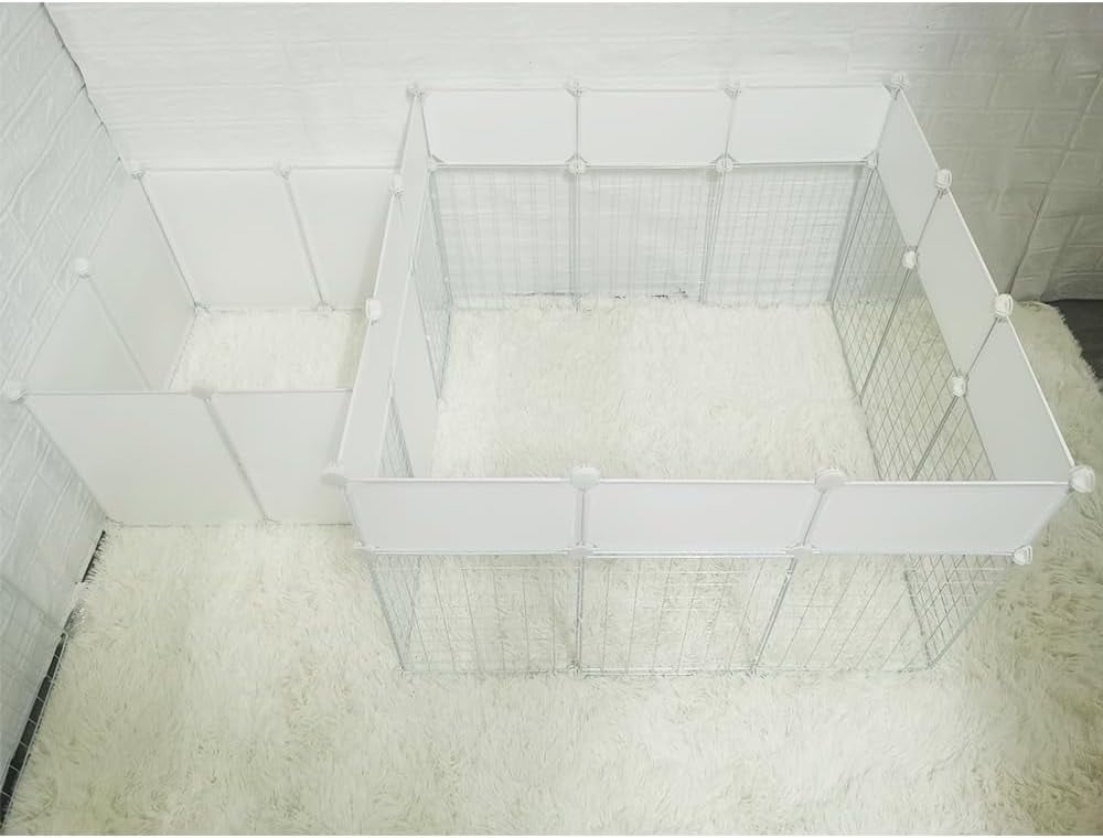 Dog Playpen Indoor with Door, DIY Puppy Play Pen Portable Metal Wire Yard Fence Small Animal Exercise Cage for Small-Sized Dog