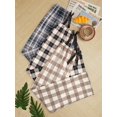 thumbnail image 1 of 3pcs Plaid Patterned Pants Pajama Set, 1 of 5