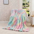 thumbnail image 2 of H&D Rainbow Faux Rabbit Fur Bubble Throw Blanket, 60" × 80", 2 of 6