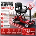 thumbnail image 2 of Mobigogo Lightweight Mobility Scooter for Seniors & Adults, 4-Wheel Foldable Travel Scooter 52lb, Airline Approved Portable Electric Scooter with Removable Battery, 300lb Capacity, Red, 2 of 8