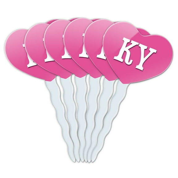 KY Heart Love Cupcake Picks Toppers - Set of 6