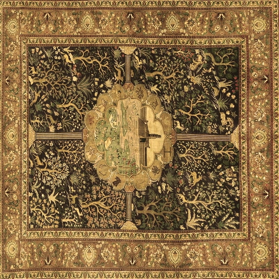 Ahgly Company Indoor Square Persian Brown Traditional Area Rugs, 3' Square