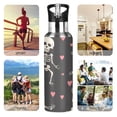 thumbnail image 5 of Skeleton and Cute Hearts Sports Bottle with Straw Stainless Steel Water Jug Portable Thermal Cup Leak-proof 600ML, 5 of 9