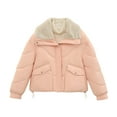 thumbnail image 6 of XUNKUSGA Women's Puffer Jacket Loose Full Zip casual outerwear Lightweight Warm Quilted Jacket Fashion Plush Wide Lapel Collar Long Sleeve winter coats for women with Adjustable Hem M-2XL Pink, 6 of 6