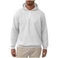 thumbnail image 3 of UVEASISHA 1/4 Zip Up Hoodie Mens Long Sleeve Drawstring Hooded Sweatshirts Quarter Zipper Casual Pullover Tops Hipster Fashion Hoodies White M, 3 of 7
