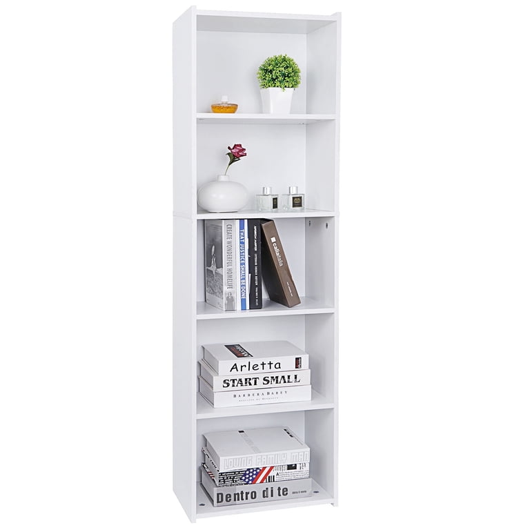 ZENY 5-Tier Bookshelf, Modern White Storage photo 1