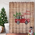 thumbnail image 4 of Merry Christmas Words on Farm Wood Shower Curtain for Bathroom, Xmas Tree Red Truck Waterproof Shower Curtains Washable Quick Dry with Hooks Bathtub Curtains 72x72IN, 4 of 9