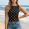 thumbnail image 2 of Tank Tops for Women Camisole Fashion Polka Print Round Neck Soft Comfortable Wear Blouse Tee Shirt Cute Cami Undershirt, 2 of 7