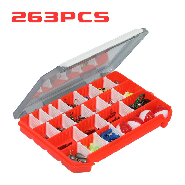 263pcs Fishing Accessories Kit Fishing Tackle Kit Swivels Hooks
