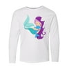 Inktastic Cute Mermaid, Little Mermaid, Purple Hair, Dolphin Youth Long Sleeve T-Shirt