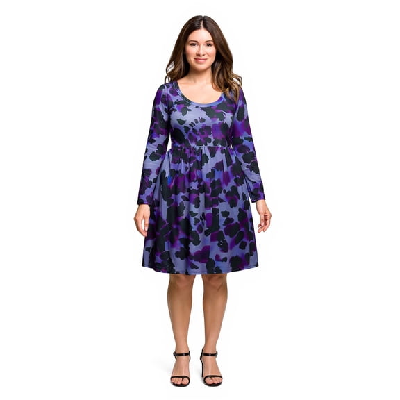 Plus Size Long Sleeve Pleated Babydoll Dress