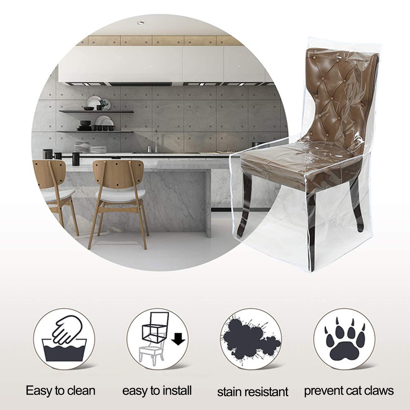 Details about   Chair Cover Dining Room Protector-Clear-No Dust/Spill/Pet Hair/Pet Claws Set 