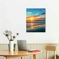 thumbnail image 2 of LHONGY Wall Art Canvas Print Orange Sunset Ocean Sea Water Beach Waves Picture Painting and Stretched Ready to Hang for Living Room Bedroom 12x16 in, 2 of 5