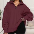 thumbnail image 5 of Hauaitttt Women Half Zip Long Sleeve Athletic Hoodie Stylish & Comfortable for All Day Wear Cans Old School Casual Sweatshirts Women Clothes for Sports for Women Juniors Oversized Sweatshirts, 5 of 8