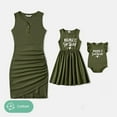 thumbnail image 1 of PatPat Robes Assorties pour la Famille Vert Enfants Fille 6-7T Maman et Moi Robes Sans Manches 95 % Coton, 1 of 6