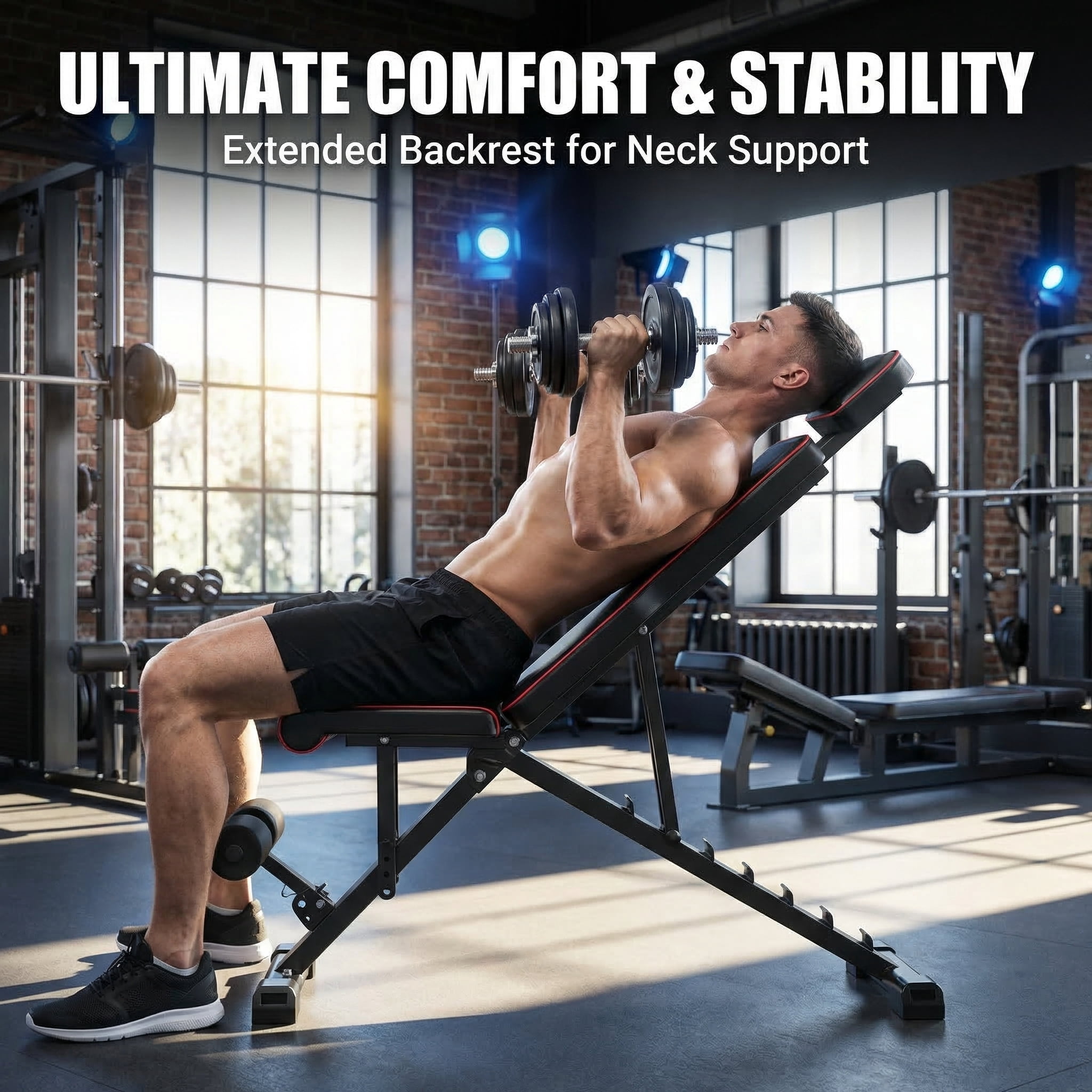 SUGIFT 660LBS Adjustable Weight Bench, 7-Position Foldable for Home Gym