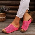 thumbnail image 3 of Open Toe Wedge Sandals for Women Lightweight Hollow Out Platform Mules Slip On Breathable Slide Beach Sandal Red Size 7, 3 of 9