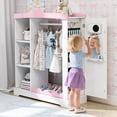 thumbnail image 4 of Rease Kids Armoire with Mirror, Dress up Storage for Children Costume, Wardrobe Closet with Jewelry Cabinet for Bedroom, Kids Room, Girl, White, 4 of 9