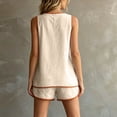 thumbnail image 5 of Bibifish Women Two Piece Sets V Neck Sleeveless Tops Elastic Waist Pocket Shorts Casual Summer Beach Vacation Matching Outfits, 5 of 6