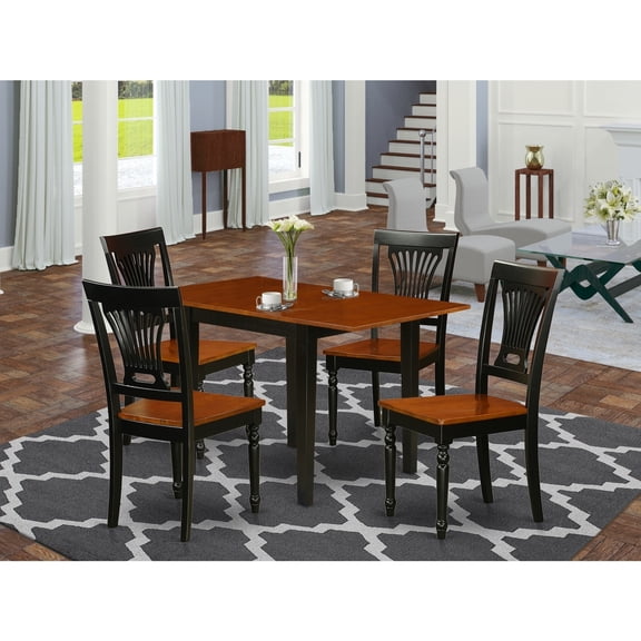 Rustic Dinette Set 5Pc - Kitchen Table & 4 Chairs - Black Cherry Finish - Solid Wood Dining Room Set