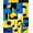 Blue Yellow Black, Pattern 6, variant on ODIKA Guitar Music Notes Vintage Rock Distressed Grunge Hip Border Stain Resistant Low Profile for Dorm Room, Small Living Apartment