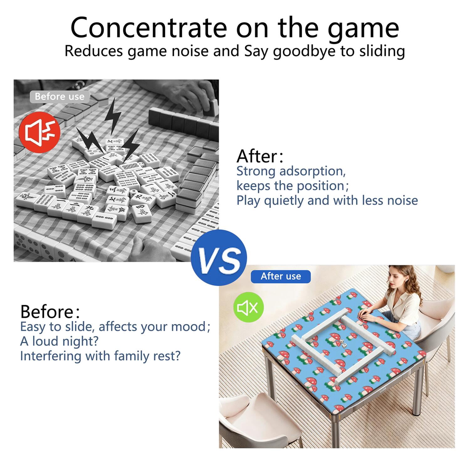 Large Square Plants Style Mahjong Mat 31.5x31.5 Inches Crafted from Durable Rubber Featuring Anti-Slip Grip Surface and Noise Dampening Technology for Multi-Game Use