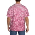 thumbnail image 3 of Naloa Pink Glitter Men's Loose Fit Cuban Collar Short-Sleeve Shirt, Hawaiian Shirts, Mens Shirts Casual for Everyday Wear Outings-Medium, 3 of 5