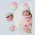 thumbnail image 3 of OGLCCG Kids Pompom Winter Beanie Hat Scart Gloves Set,Boys Girls Knitted Fleece Lined Beanie with Neck Scarf Thick Gloves for Cold Weather 3-10 Years, 3 of 8