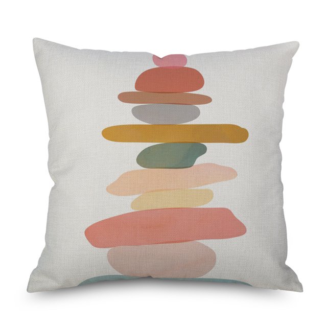 Taie d'Oreiller en Lin Simple Créative Feuille Abstraite Housse de Coussin Carrée 33