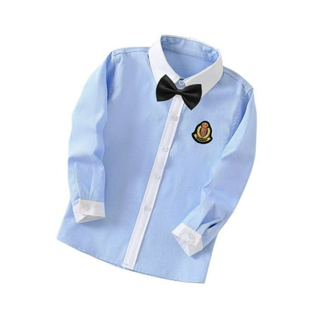 

Odeerbi Toddler Boys Button Down Dress Shirt Long Sleeve Bow Tie Set Kids Cotton Thin Shirt Casual 3-10 Years Children s Shirt Black