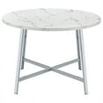 thumbnail image 6 of Coaster Alcott Metal Base Round Faux Carrara Marble Top Dining Table in Chrome, 6 of 13