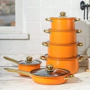 Stainless Steel Pots And Pans Set, 12 Pieces Kitchen Cookware Set, Cooking Set With Stay-Cool Handles, Dishwasher Safe,Works With Induction/Electric And Gas Cooktops (Advanced Gold)