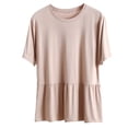 thumbnail image 1 of Birdeem T-Shirt Femme Col Rond Couleur Unie Manches Courtes Ample, 1 of 12