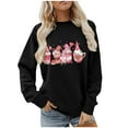thumbnail image 4 of Penkiiy Women's Round Neck Valentine's Day Love Gnome Printed Loose Fitting Sweater Long Sleeve Hoodless Sweatshirts M Black, 4 of 5