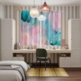 thumbnail image 5 of Teal Pink Marble Kitchen Curtains 84 Inch Length, Abstract Ink Painting Modern Luxury Grommet Top Bedroom Living Room Curtains, Light Filtering Cafe Curtain Drapes 2 Panels Set 104''x84'', 5 of 9