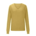 thumbnail image 5 of Sweater for Women V Neck Long Sleeve Solid Color Pullover Sweater Knit Tops, 5 of 6