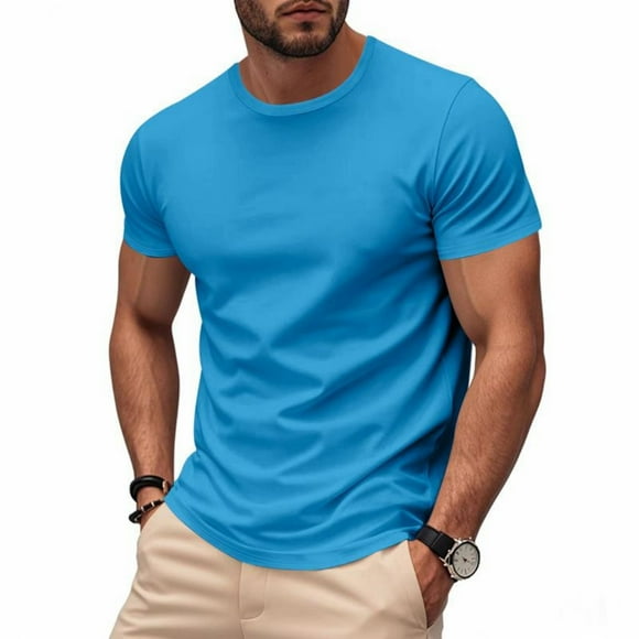 Men's Solid Color Short Sleeved Outdoor Running Sports Breathable Short Sleeve
