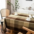 thumbnail image 3 of Plaid Check Rectangle Tablecloth Cotton Linen Textured Holiday Table Cover Waterproof Wrinkle Resistant Classic Tabletop Decoration Kitchen Dining Room, 60" x 120", Taupe, 3 of 6