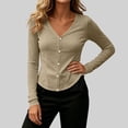thumbnail image 4 of LEKWK Sun Protection Clothing Women Long Sleeve V Neck Button Down Cardigans Lightweight Breathable Slim Fit Solid Tops Summer Fashion Casual Daily Outfits, 4 of 7