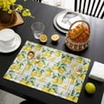 thumbnail image 3 of Summer Lemon Placemats Set of 8, Yellow Fruit Farm Vintage White Wood Grain Placemats for Dining Table, Place Mats for Kitchen Tabletop, Waterproof Wipeable Dining Table Mats Set, 3 of 9