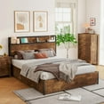 thumbnail image 3 of Merluxy Full Size Lift Up Storage Bed, Headboard & Charging Station, Rustic Brown, 3 of 8